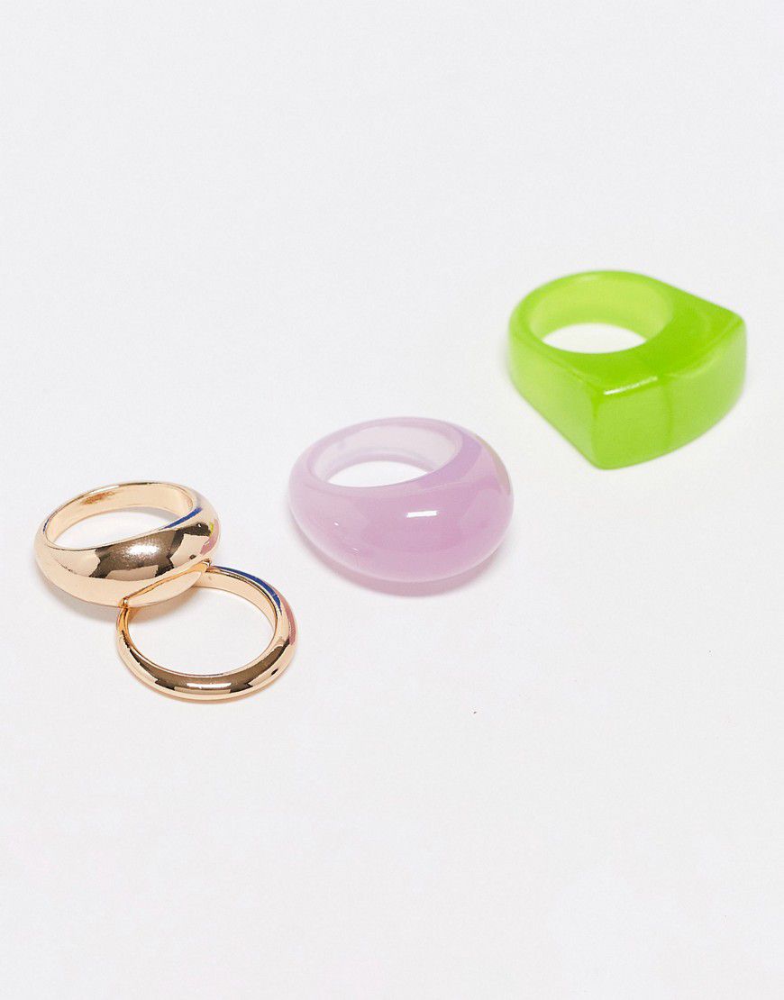 Confezione da 4 anelli in plastica - Monki - Modalova