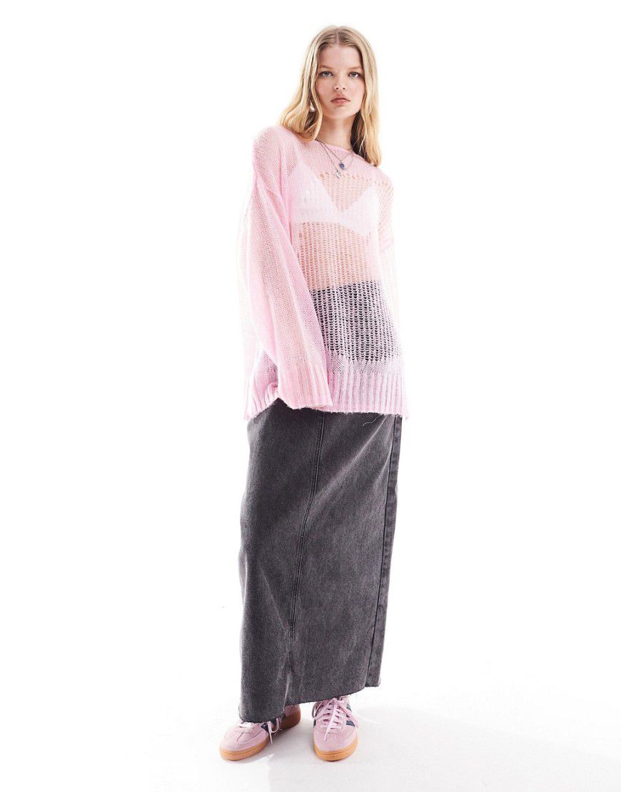 Maglione ampio testurizzato con pannello trasparente - Monki - Modalova