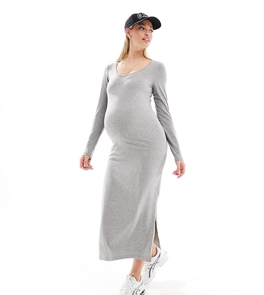Mamalicious Maternity - Vestito lungo a maniche lunghe con spacchi laterali - Mama.licious - Modalova