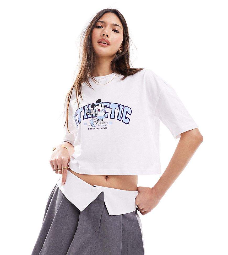 T-shirt con stampa Disney di Topolino e scritta "Athletic" - Miss Selfridge - Modalova