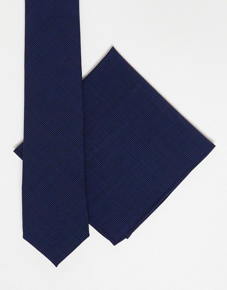 Cravatta sottile e fazzoletto da taschino con motivo pied de poule - Noak - Modalova
