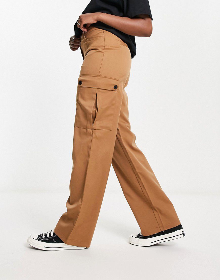 Pantaloni cargo premium a fondo ampio color cammello - Noisy May - Modalova