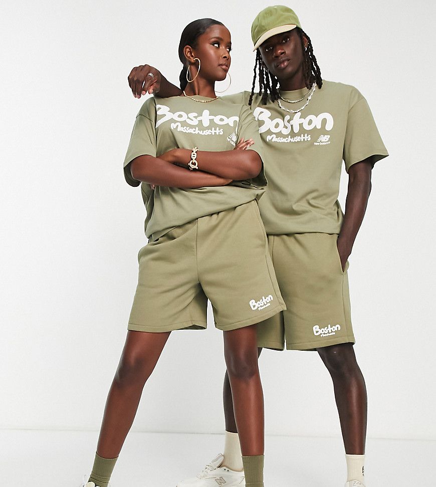 Pantaloncini unisex verdi con scritta "Boston" - New Balance - Modalova