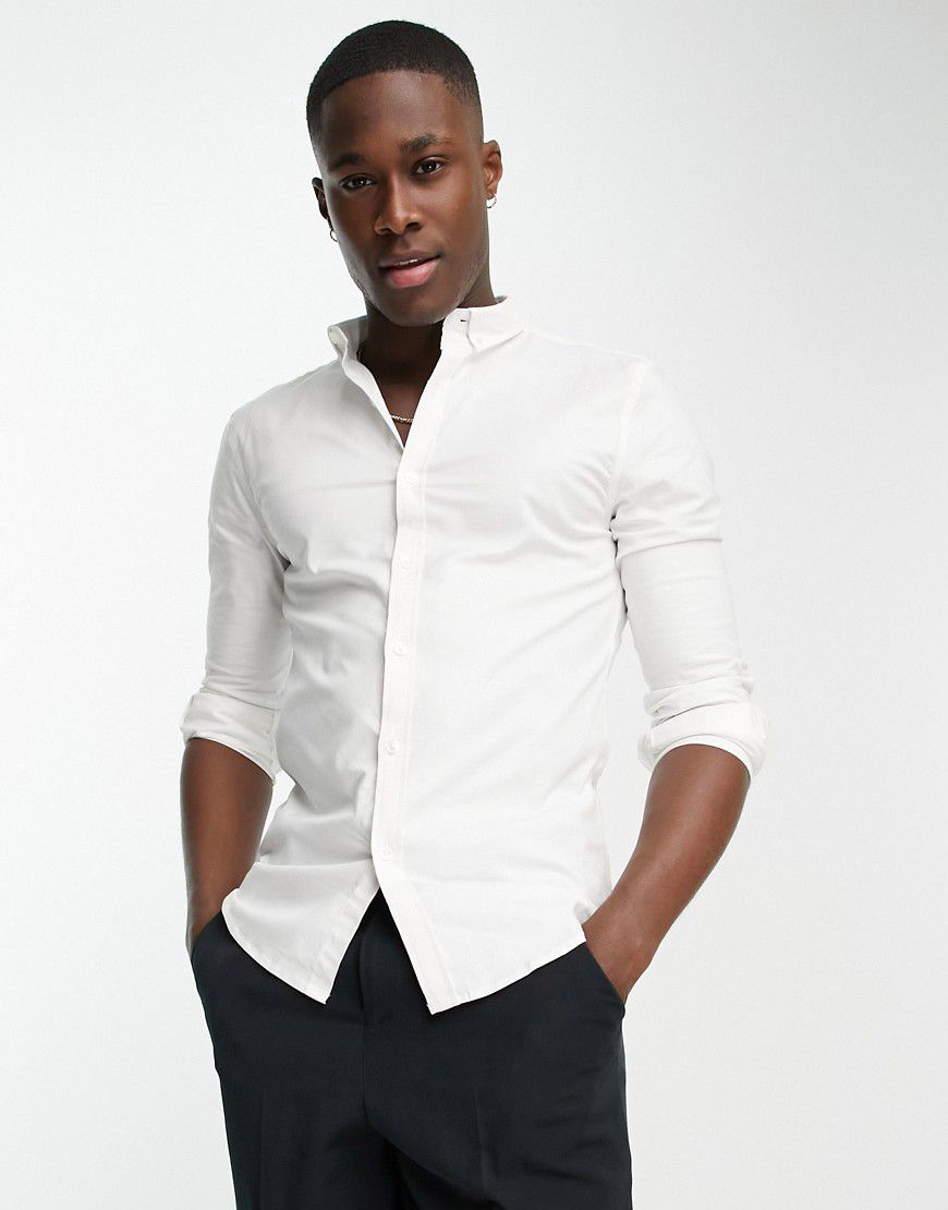 Camicia Oxford a maniche lunghe attillata bianca - New Look - Modalova