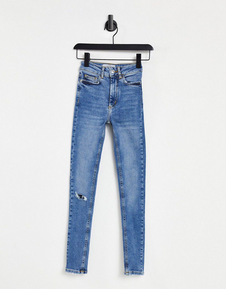 Jeans strappati a vita medio alta con orlo sfrangiato - New Look - Modalova