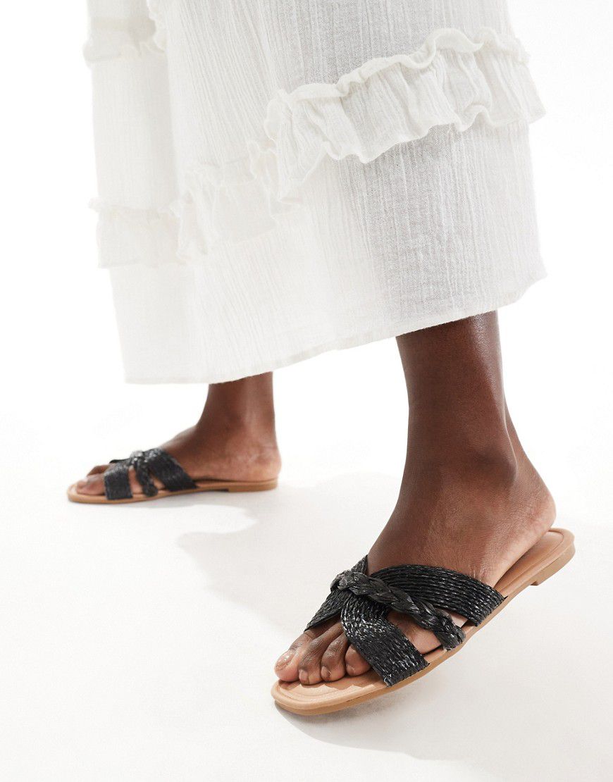 Sandali in rafia intrecciata neri - New Look - Modalova