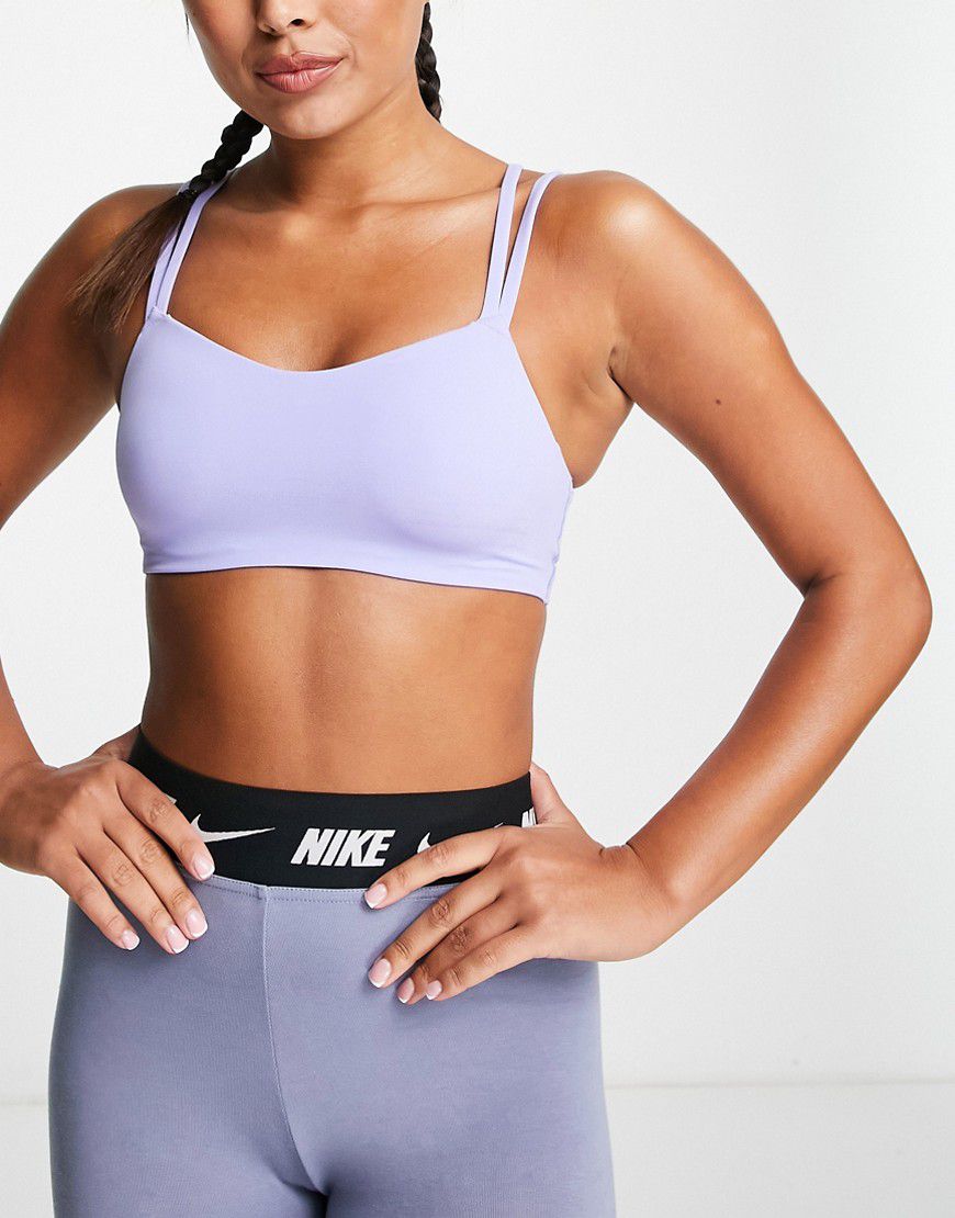 Nike - Yoga Alate Luxe - Reggiseno sportivo lilla a sostegno leggero con fascette - Nike Training - Modalova