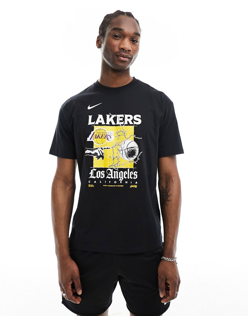 NBA Unisex LA - T-shirt unisex nera con stampa Lakers - Nike Basketball - Modalova