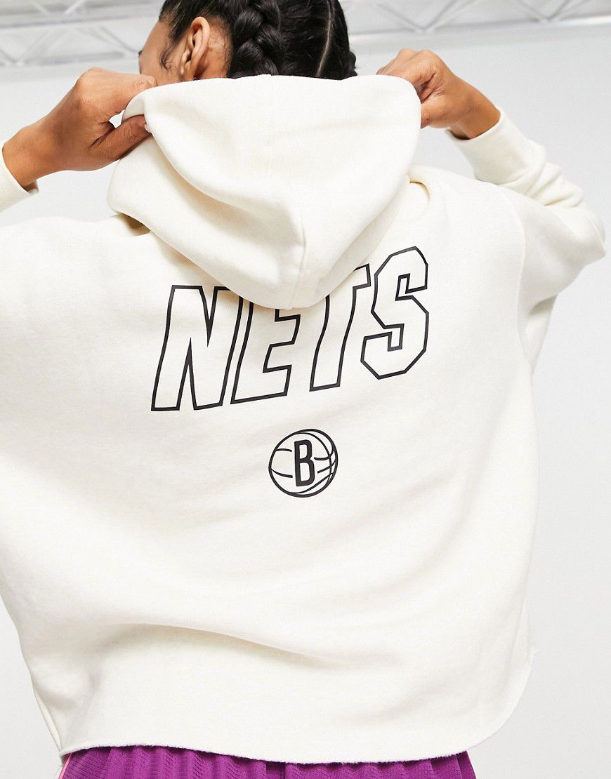 NBA Brooklyn Nets - Felpa con cappuccio grigia taglio corto - Nike Basketball - Modalova
