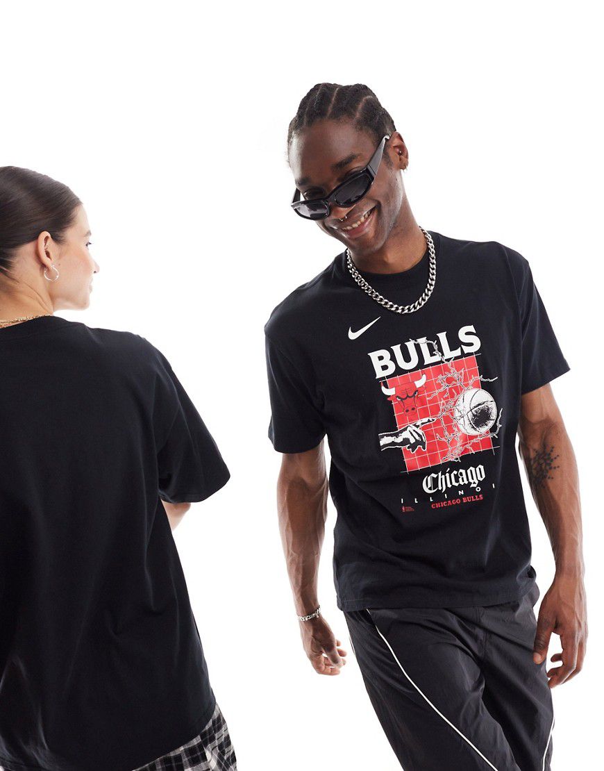 NBA Chicago Bulls - T-shirt unisex nera con logo - Nike Basketball - Modalova