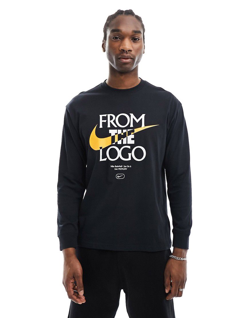 T-shirt a maniche lunghe nera con grafica - Nike Basketball - Modalova