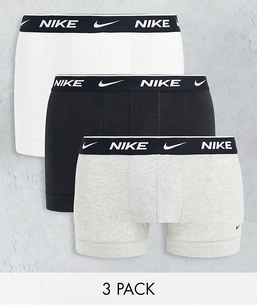 Confezione da 3 paia di boxer aderenti in cotone elasticizzato nero, grigio e bianco - Nike - Modalova