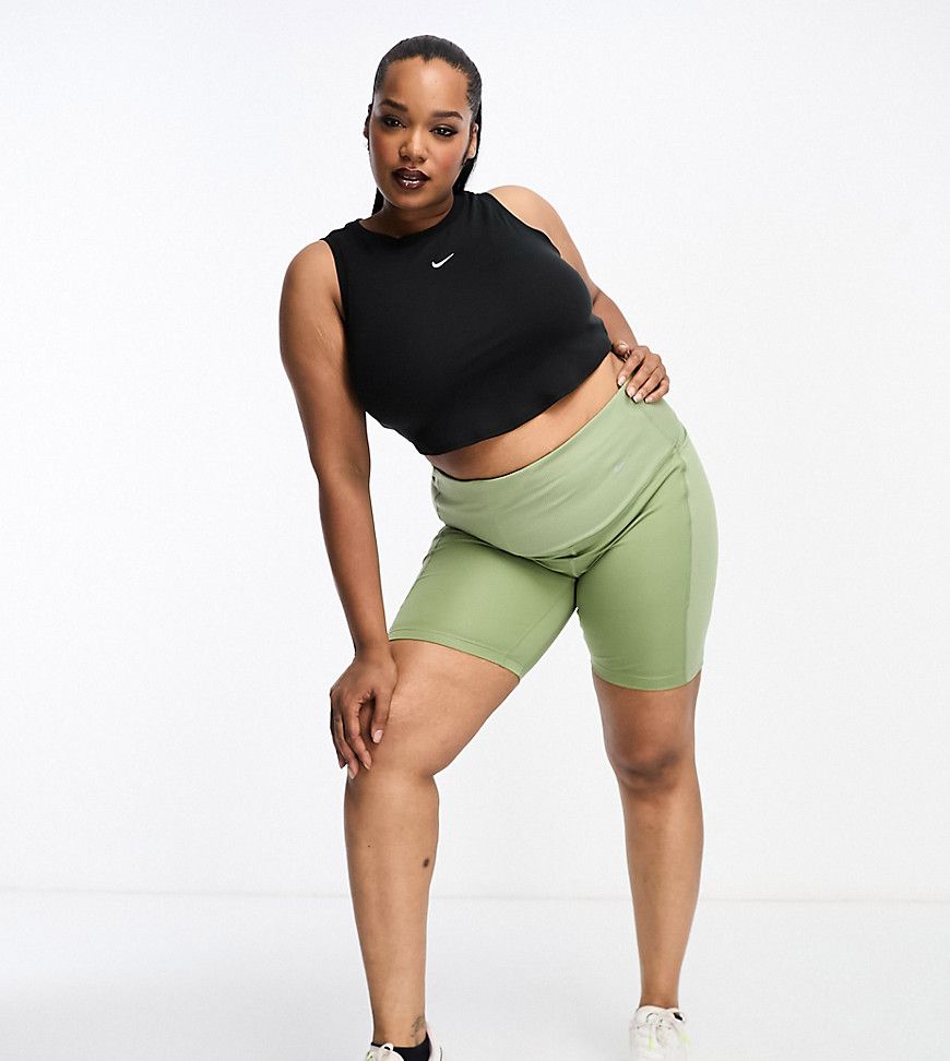 Plus - Pantaloncini aderenti Dri-FIT kaki con logo Nike - Nike Running - Modalova