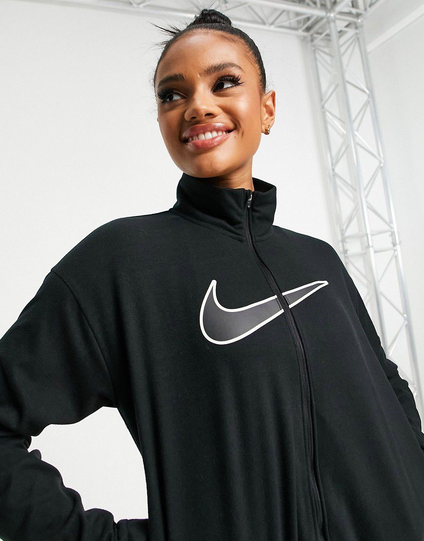 Swoosh Run - Giacca in pile nera con logo - Nike Running - Modalova