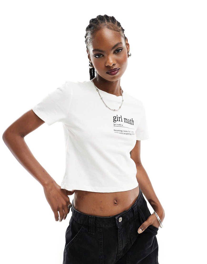 T-shirt mini bianca con stampa "Girl Math" - Something New - Modalova