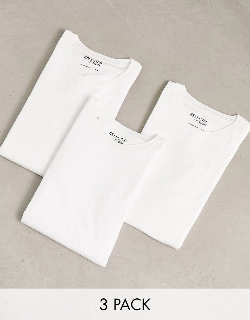 Confezione da 3 t-shirt bianche - Selected Homme - Modalova