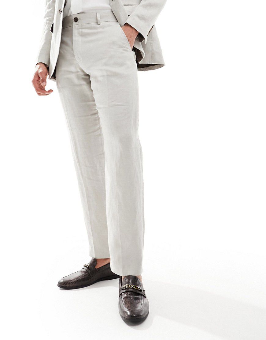 Pantaloni da abito in misto lino beige - Selected Homme - Modalova