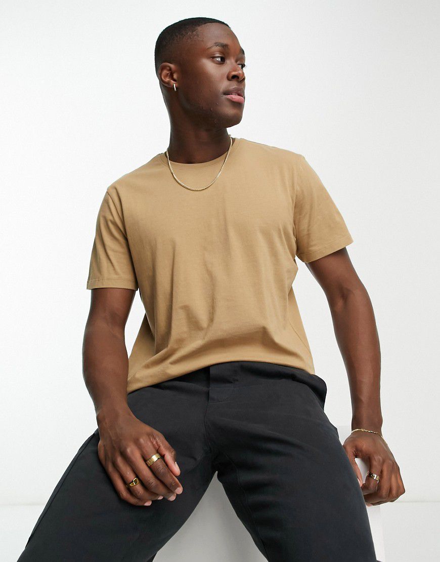 T-shirt in cotone beige - Selected Homme - Modalova