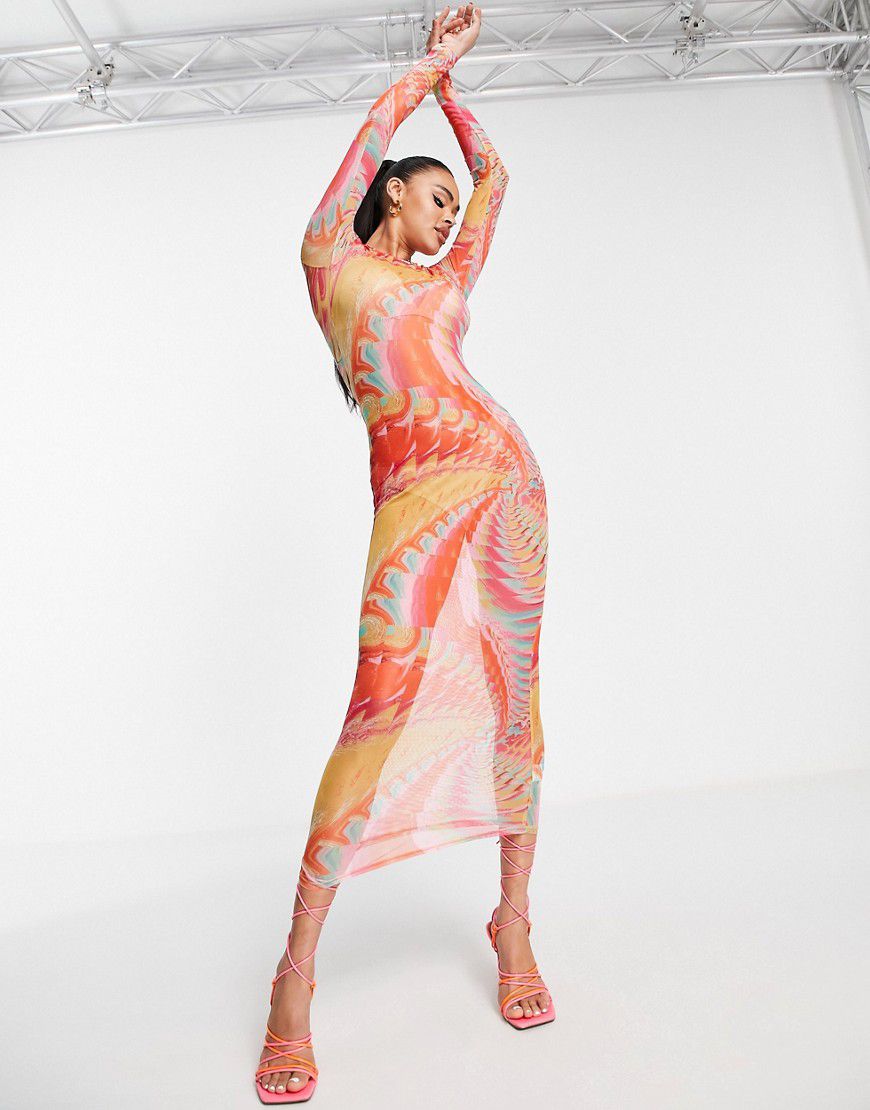 Simmi - Vestito lungo trasparente a maniche lunghe con arcobaleno astratto - Simmi Clothing - Modalova