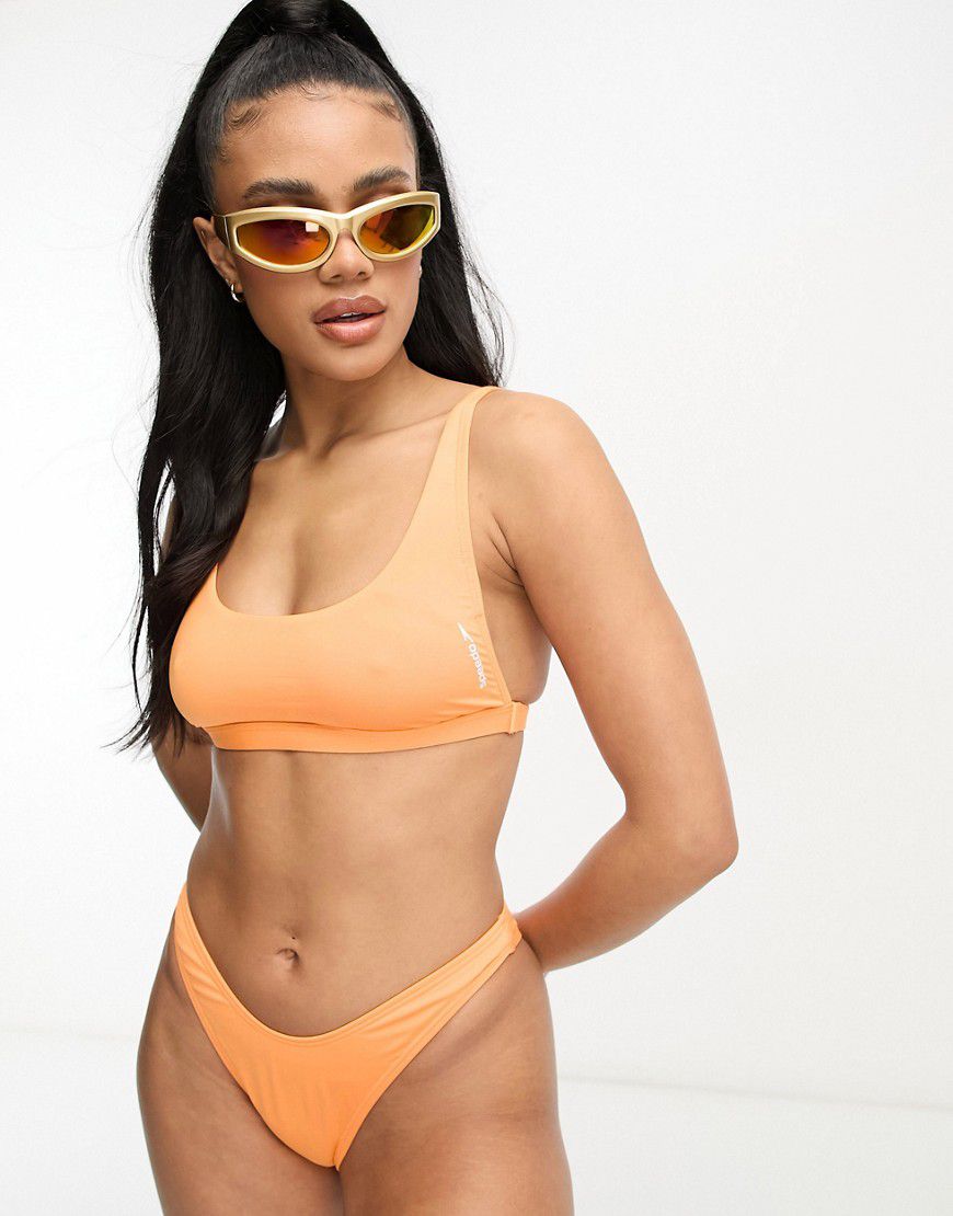 Top bikini color pesca con scollo rotondo e spalline multiple - Speedo - Modalova