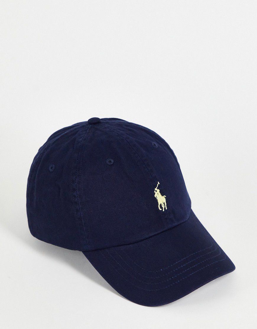 Cappellino navy slavato con logo a giocatore bianco - Polo Ralph Lauren - Modalova