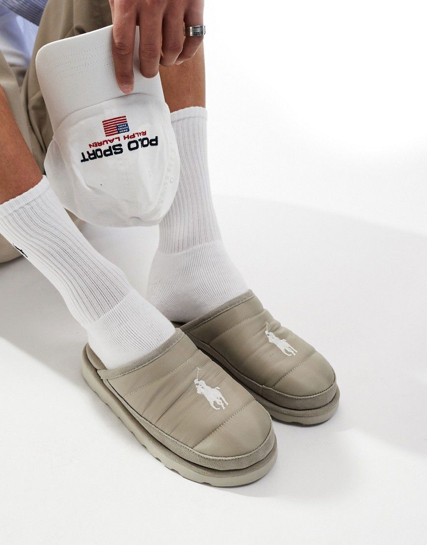 Pantofole imbottite color crema con logo - Polo Ralph Lauren - Modalova