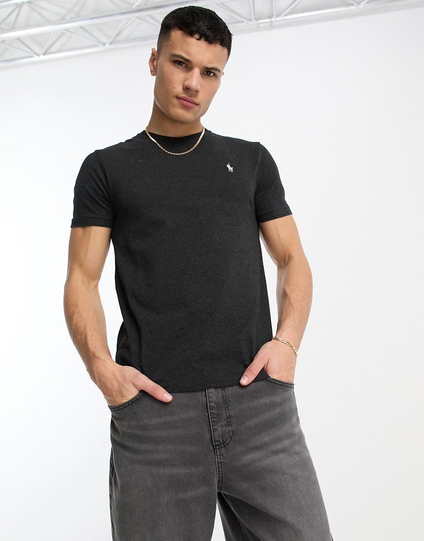 T-shirt custom fit nero mélange con logo - Polo Ralph Lauren - Modalova