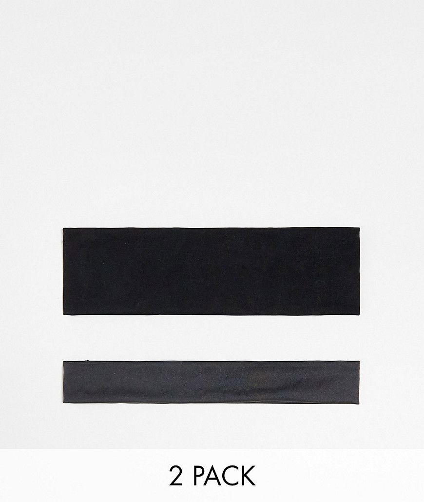 Confezione da 2 fasce per capelli in jersey nera e grigia - Pieces - Modalova