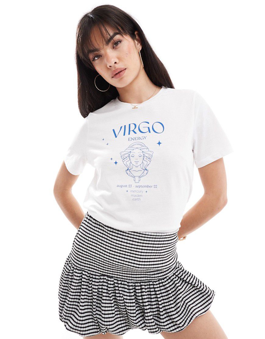 T-shirt bianca con segno zodiacale "Virgo" - Pieces - Modalova