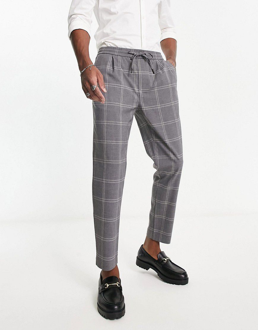 Pantaloni slim sartoriali eleganti grigi a quadri - Pull & Bear - Modalova