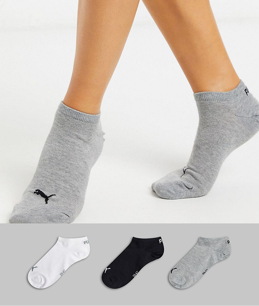 Confezione da 3 calzini sportivi invisibili neri bianchi e grigi - Puma - Modalova