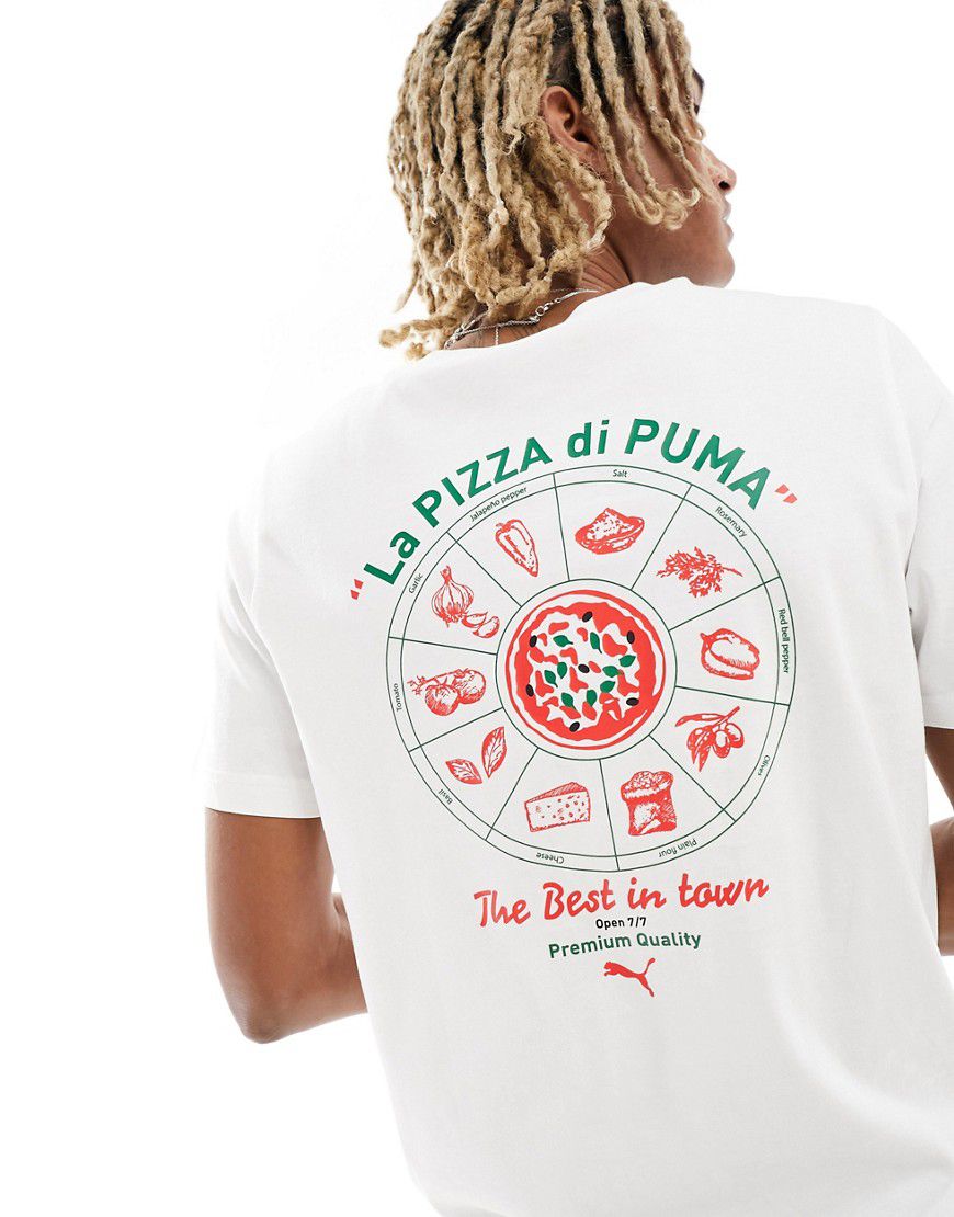 Pizza - T-shirt bianca con grafica sul retro - Puma - Modalova