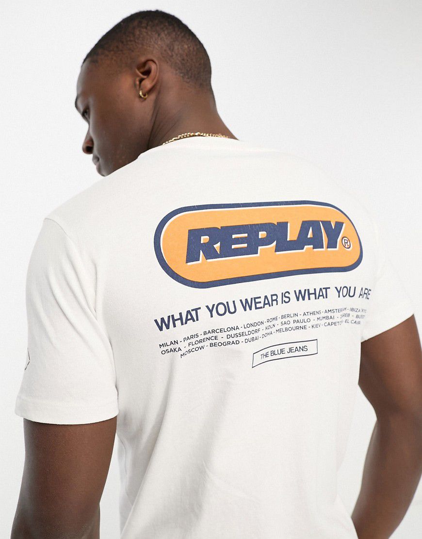 T-shirt bianca con stampa - Replay - Modalova