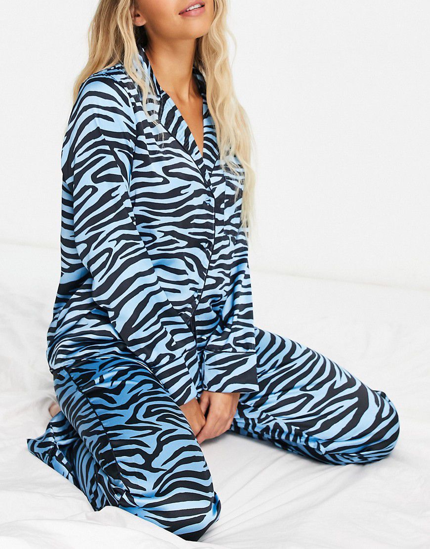 Camicia del pigiama in raso con stampa zebrata - River Island - Modalova