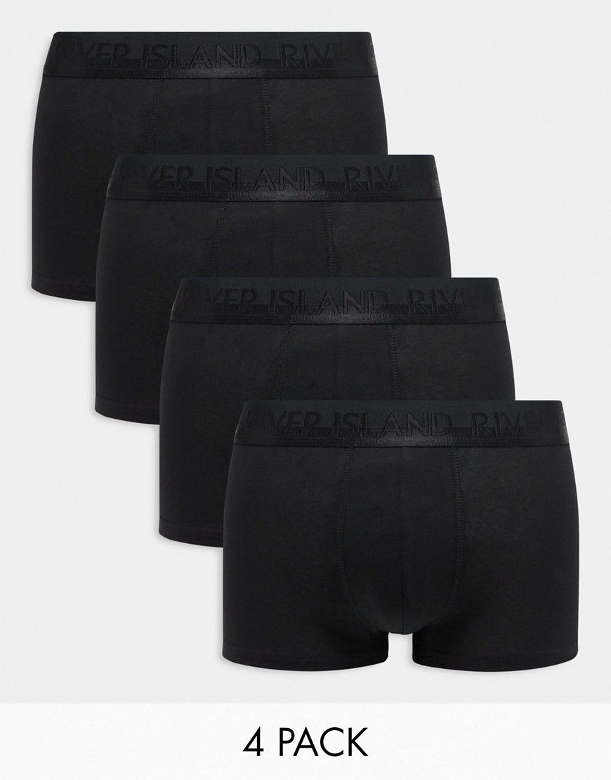 Confezione da 4 boxer aderenti neri in cotone elasticizzato - River Island - Modalova
