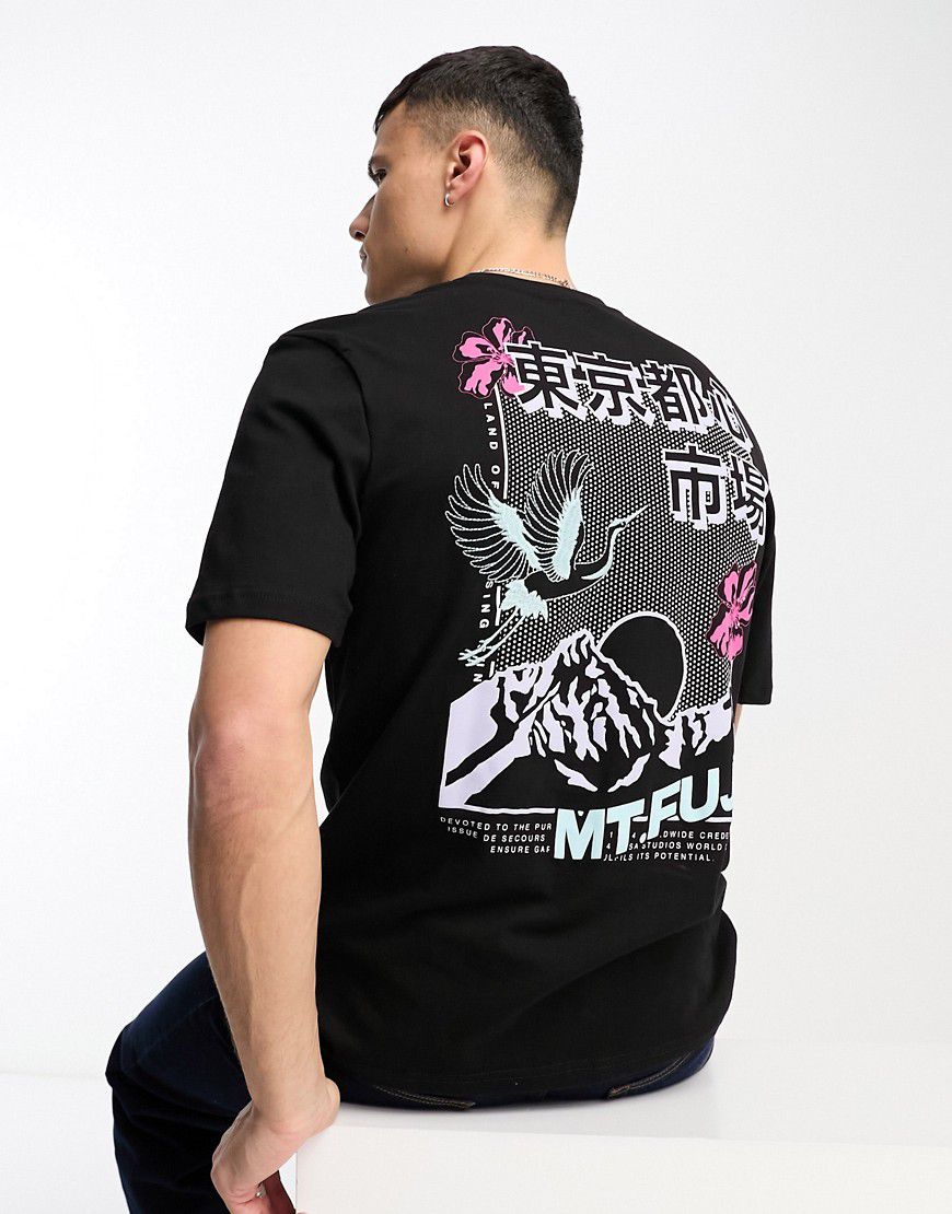 T-shirt nera con stampa giapponese - River Island - Modalova
