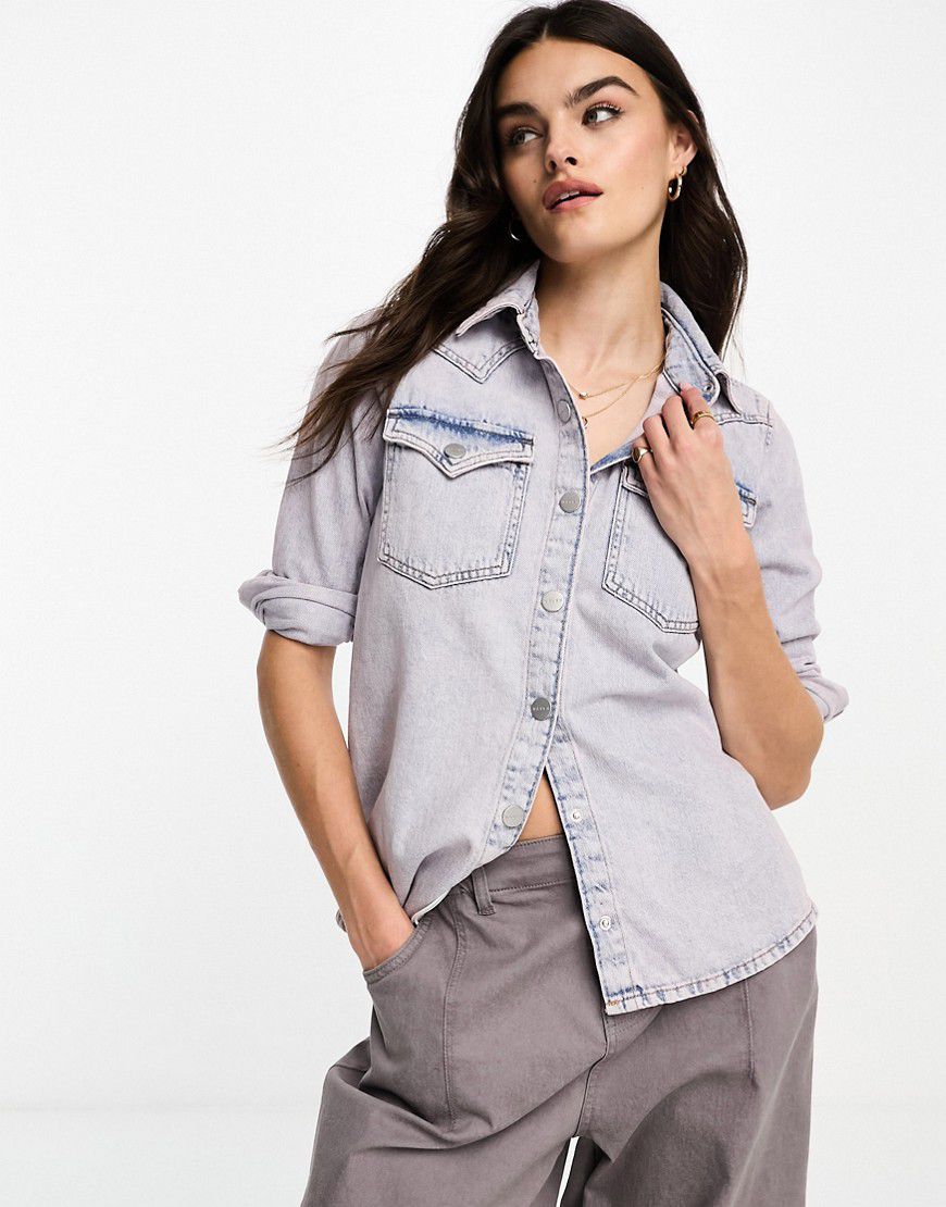 Karra - Camicia di jeans stile western lavaggio lilla - Waven - Modalova
