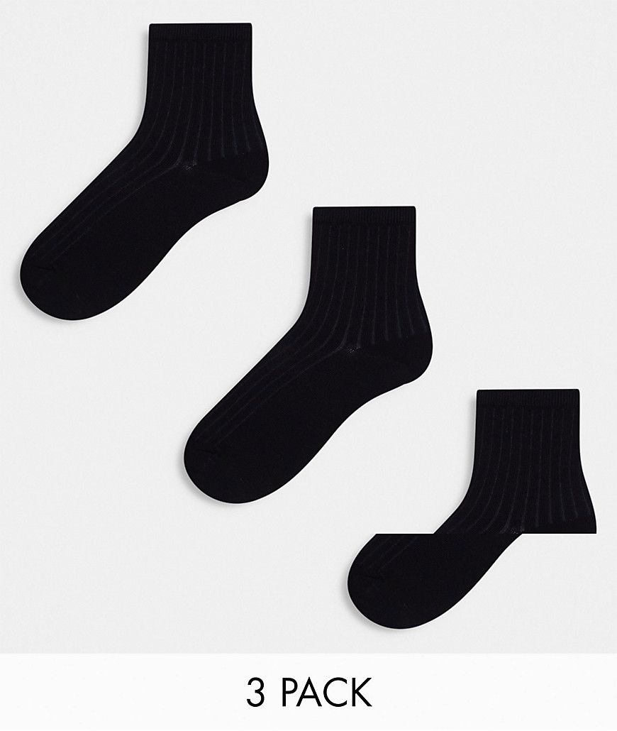 Bella - Confezione da 3 paia di calzini neri a coste - Weekday - Modalova