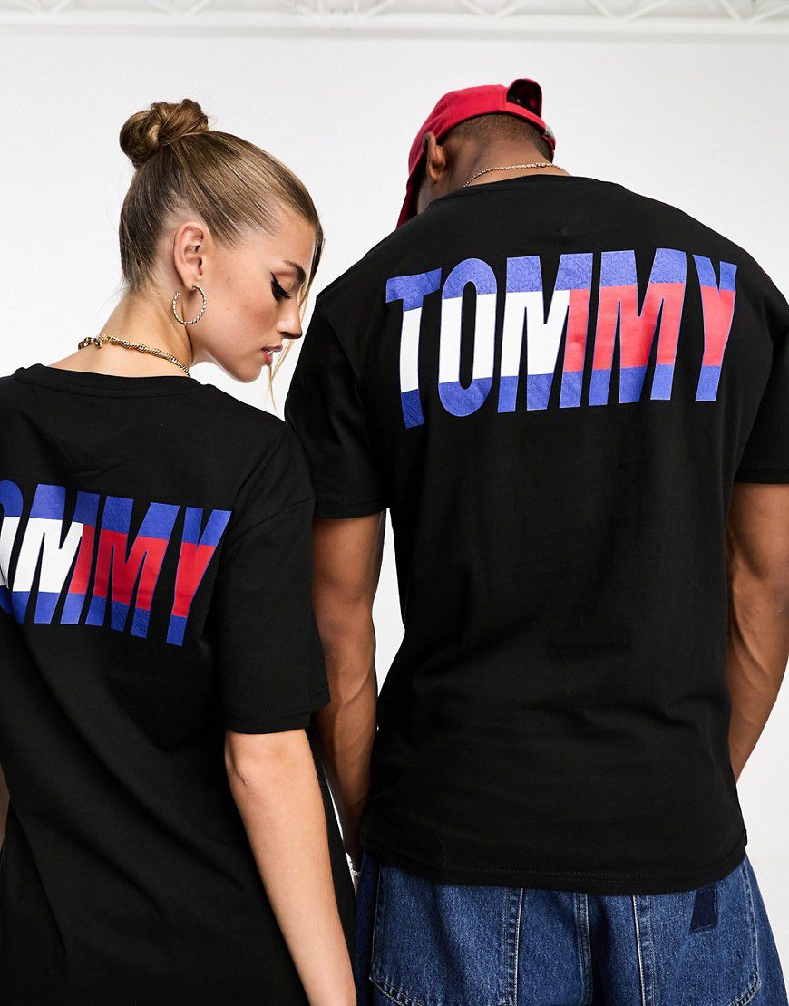 Essential - T-shirt unisex nera con grafica del logo - Tommy Jeans - Modalova