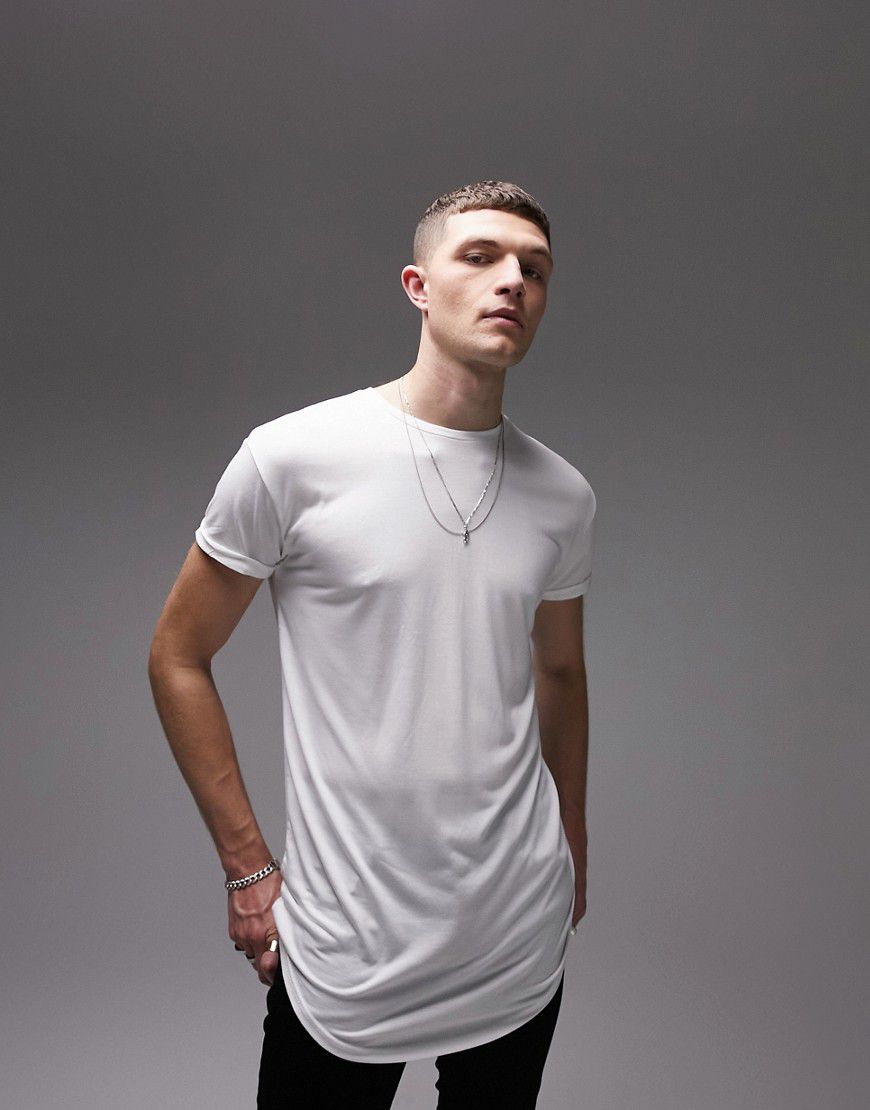 T-shirt lunga bianca - Topman - Modalova
