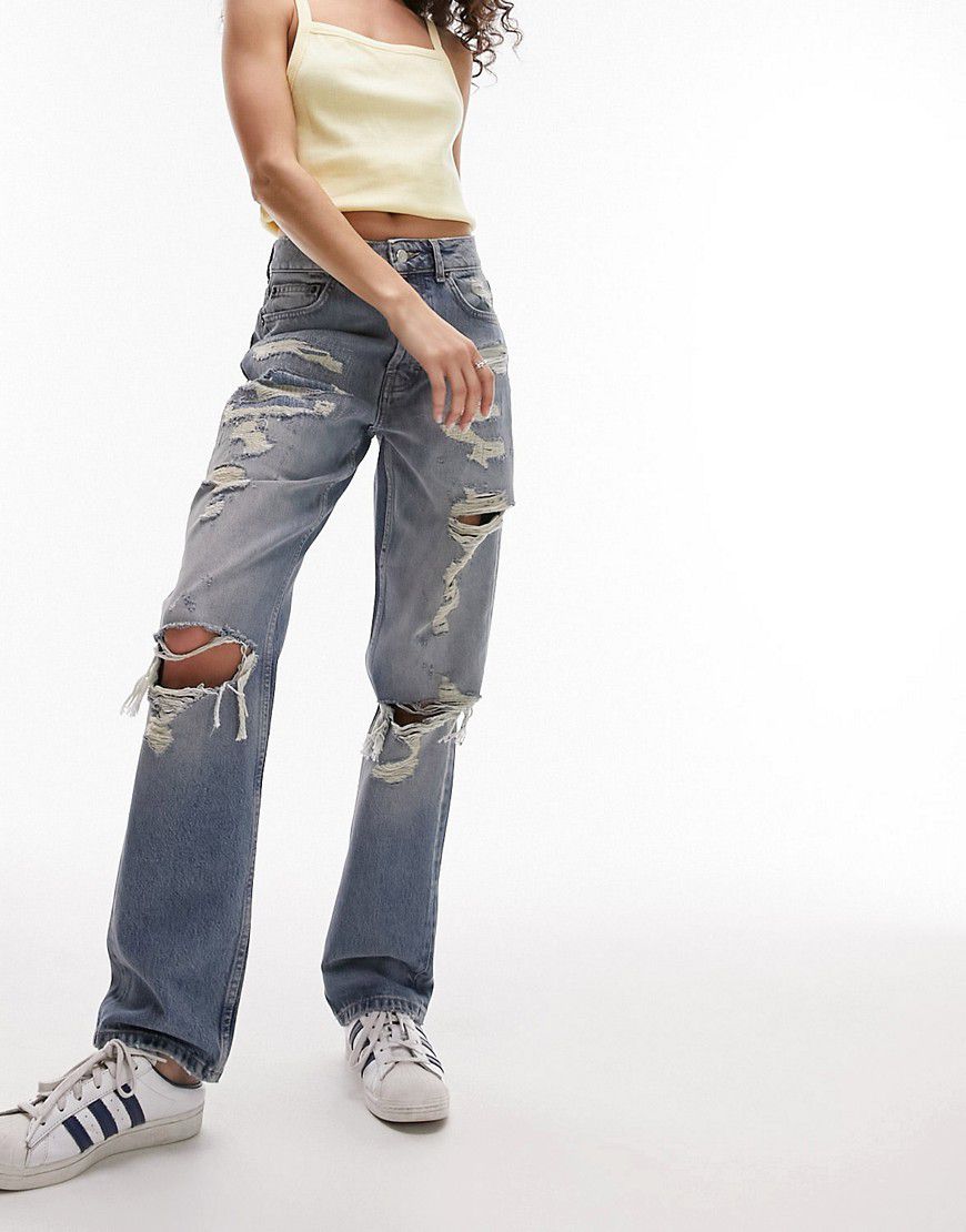 Jeans dad fit medio con dettagli strappati e riparati - Topshop - Modalova