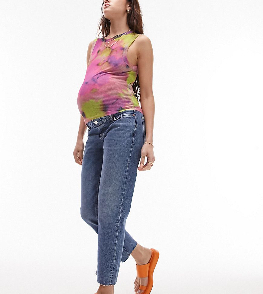 Jeans dritti con fascia sopra il pancione medio - Topshop Maternity - Modalova