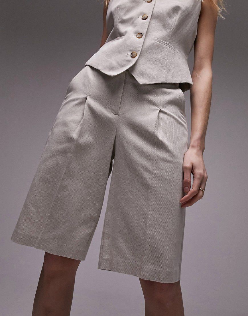 Pantaloncini premium écru in lino pesante in coordinato - Topshop - Modalova