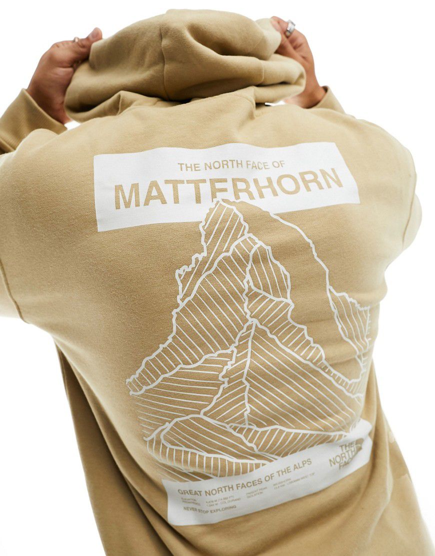 Matterhorn - Felpa con cappuccio in pile color pietra con stampa sul retro - The North Face - Modalova
