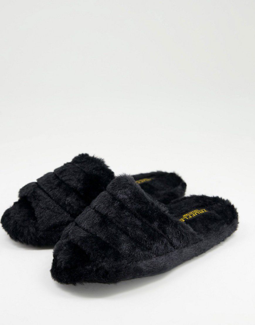Pantofole nere soffici con punta aperta - Truffle Collection - Modalova