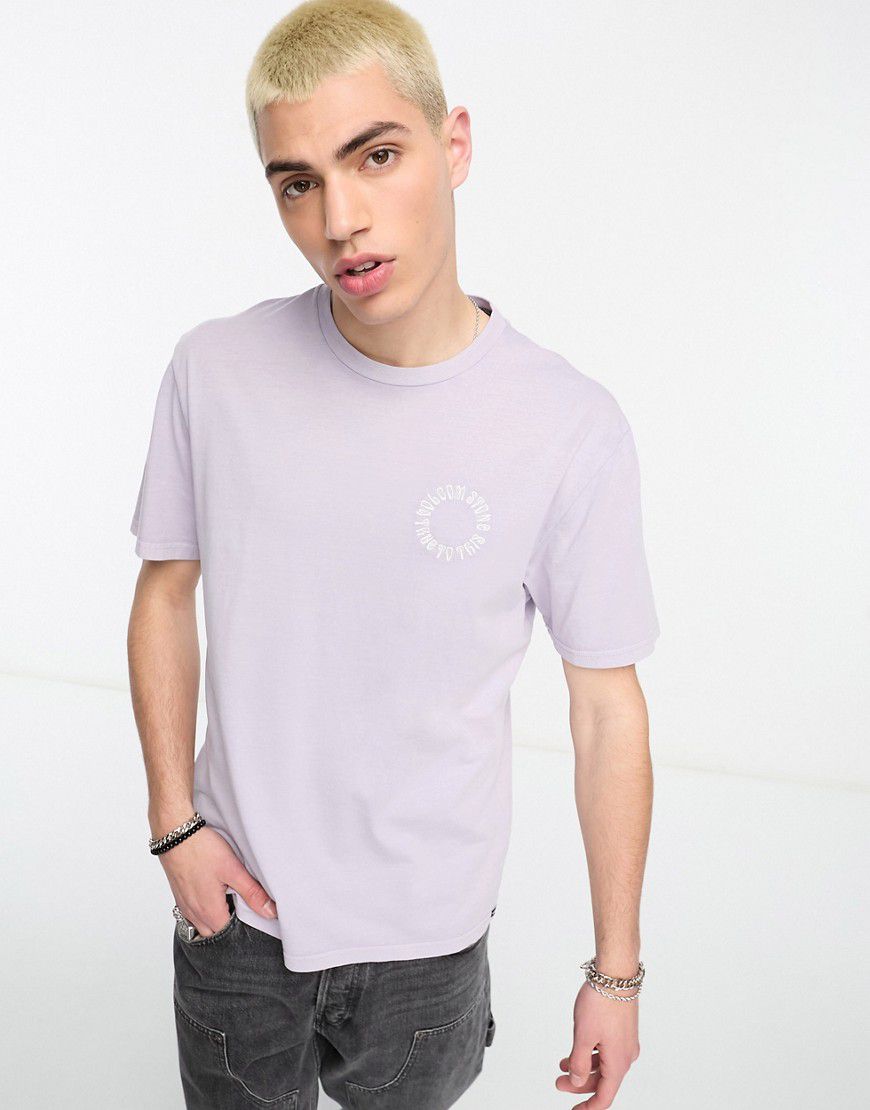 T-shirt lilla con logo circolare - Volcom - Modalova