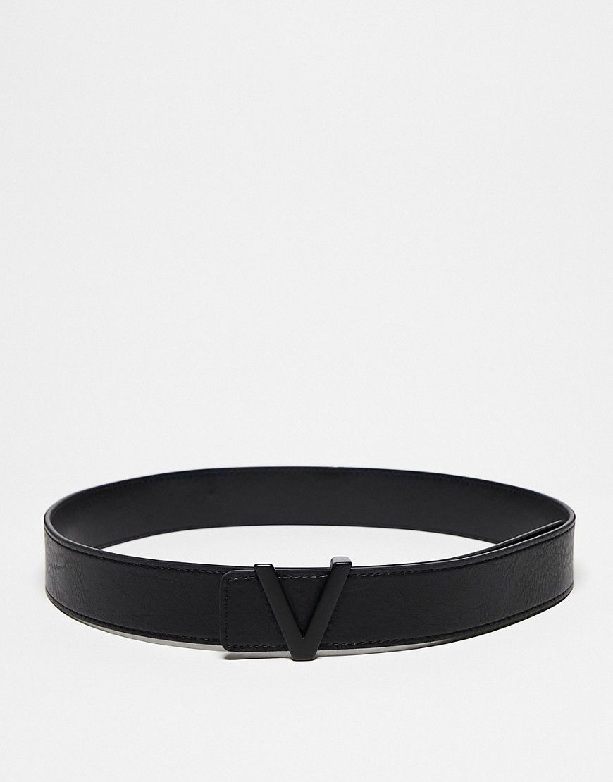 Valentino - Amaretto - Cintura nera con logo a V tono su tono - Valentino Bags - Modalova