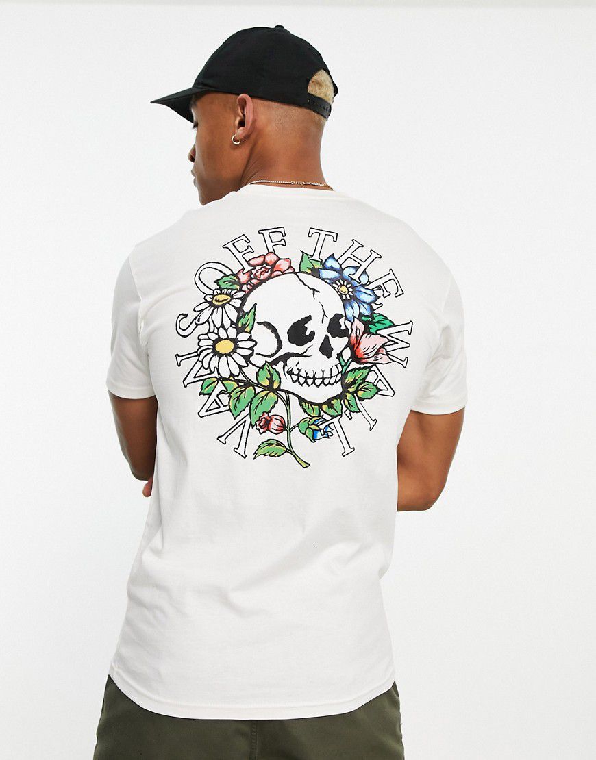T-shirt bianca con stampa di teschio e fiori sul retro - Vans - Modalova