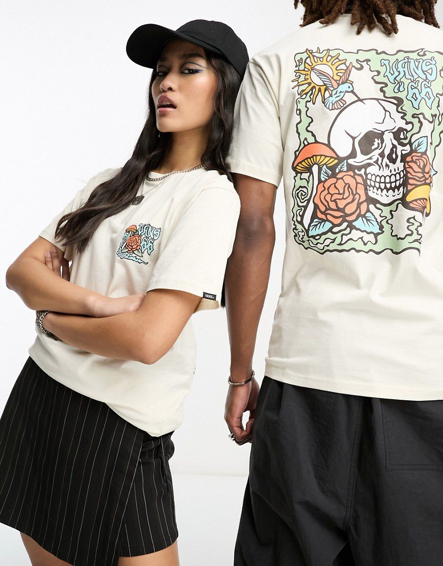 T-shirt unisex color crema con stampa "Zoned Out" sul retro - Vans - Modalova
