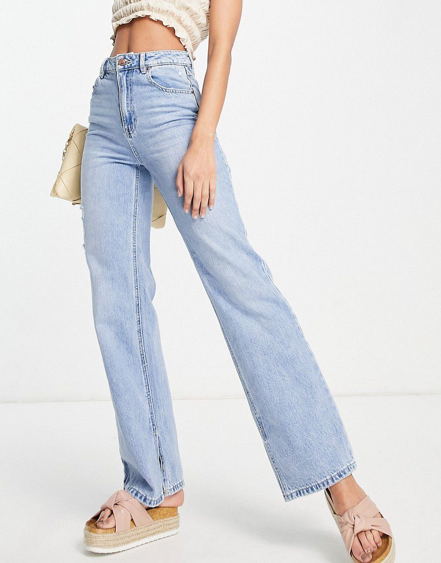 Jeans larghi con spacco lavaggio chiaro - Vero Moda - Modalova